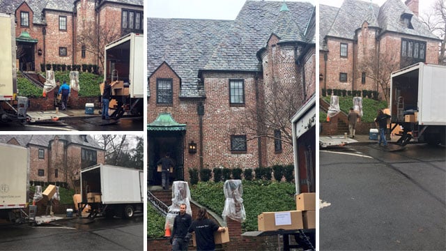 Obama family seen moving into new home