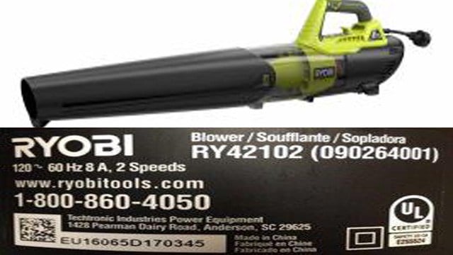 One World Technologies is recalling their Ryobi Electric Jet Fan Blowers after discovering the plastic fan inside the blower can break causing the fan blades to be discharged from either end of the blower tube, posing a laceration hazard.