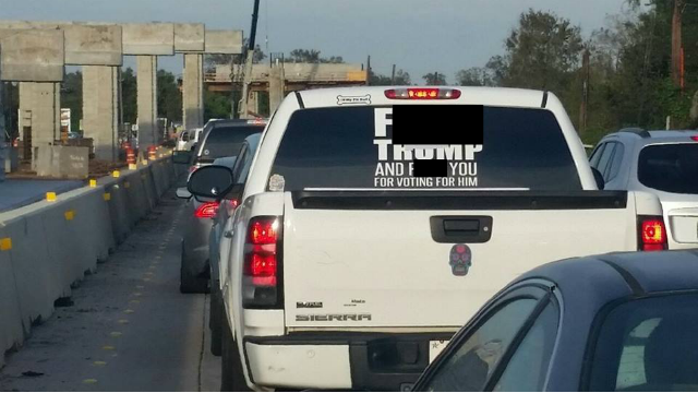 Sheriff at odds with driver over vulgar anti-Trump sticker