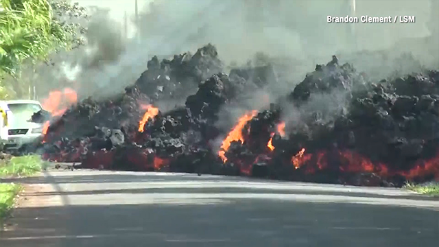 Flaming lava consumes Ford Mustang in time-lapse video