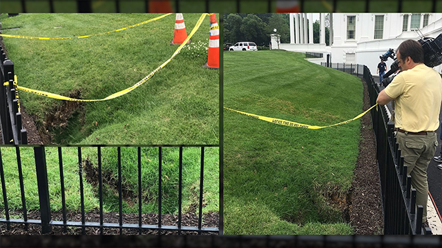 Sinkhole opens up on White House lawn, social media gets 'sucked in'